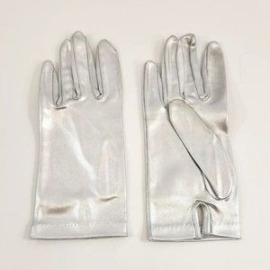 Vintage Silver Fabric  Driving Gloves XS